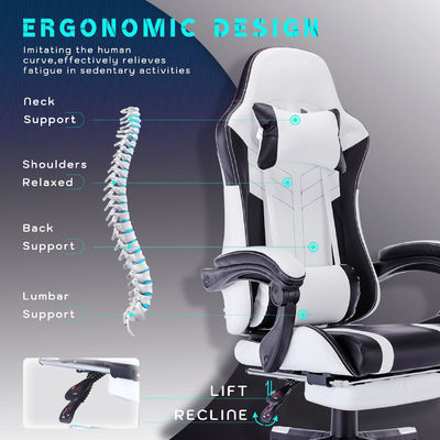 Gepersonaliseerde kleur hoge rug video ergonomische racing metalen type pc gaming stoel met voetzorg