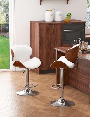 45 pond verstelbare bar stoel met rugleuning en voetzorg PU leer bekleding
