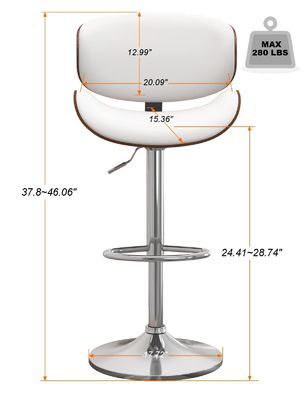 45 pond verstelbare bar stoel met rugleuning en voetzorg PU leer bekleding