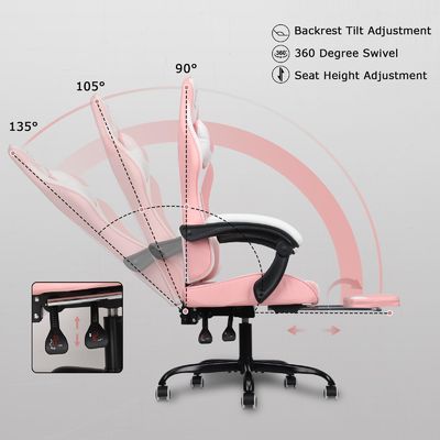 ALINUNU Metal Type Metal High Back Video Ergonomische Racing PC Gaming Stoel met Voetsteun