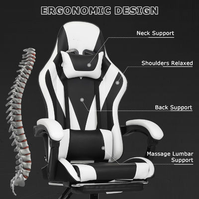 Synthetisch leer High Back Video Ergonomische Racing Gaming Stoel met Voetsteun ALINUNU