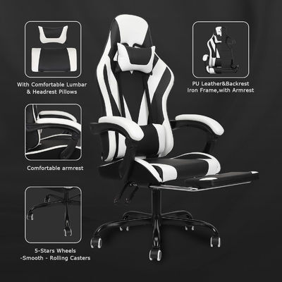 Synthetisch leer High Back Video Ergonomische Racing Gaming Stoel met Voetsteun ALINUNU