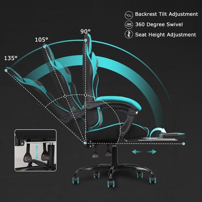 Moderne design hoge rug video ergonomische racespelstoel met voetenrest betaalbaar