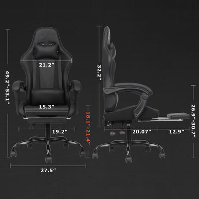 Maximaal gewicht van 300 pond High Back Gaming Chair met voetsteun en leunstoelfunctie