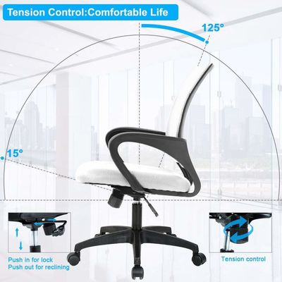 ALINUNU White Mesh Executive Chair met lumbale steun en vlindermechanisme