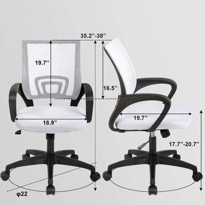 ALINUNU White Mesh Executive Chair met lumbale steun en vlindermechanisme