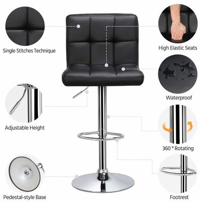 19.5&quot;D x 17&quot;W x 36.5&quot;H Moderne barkrukken met instelbare hoogte en draaibaar PU leer