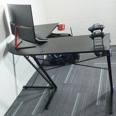Werkruimte Home Office L-vormige computerspeltafel met ronde hoekmonitorstand