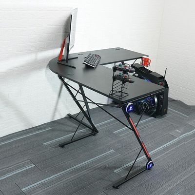 Werkruimte Home Office L-vormige computerspeltafel met ronde hoekmonitorstand