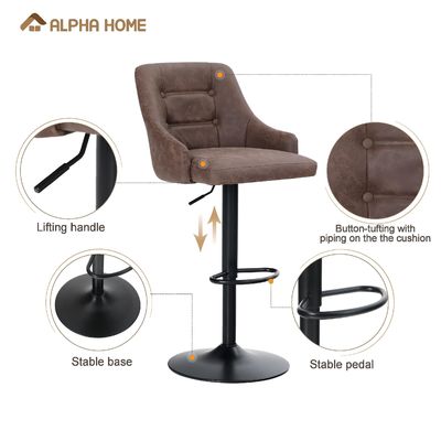 Alinunu Swivel Verstelbare Luchtbrug Teller Hoogte Bar Hocker met Padded Back en Base
