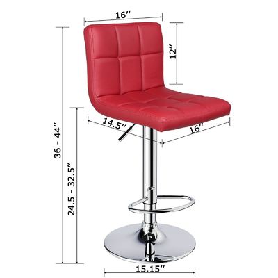 Modern Design PU Lederen Verstelbare Draaibare Barstoel Met Achterkant 14,5&quot;D x 16&quot;W x 24,5&quot;H