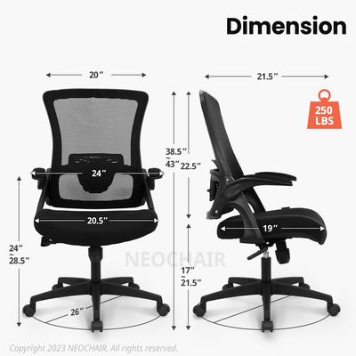 Flip-up Armrest Mesh Executive Lumbal Support Draaiende stoel voor Home Office door Alinunu