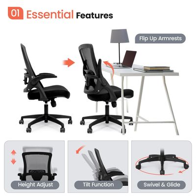Flip-up Armrest Mesh Executive Lumbal Support Draaiende stoel voor Home Office door Alinunu