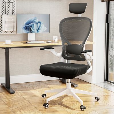 Ergonomische Home Office Desk Chair Aanpasbare moderne draaiende stoel met opvouwbare armen