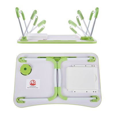 Opvouwbare laptopschuifbak met kopjeshouder en product afmetingen 15,7&quot;D x 23,6&quot;W x 11&quot;H