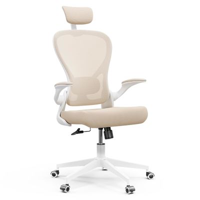 Ergonomische Home Office Desk Chair Aanpasbare moderne draaiende stoel met opvouwbare armen