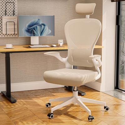 Ergonomische Home Office Desk Chair Aanpasbare moderne draaiende stoel met opvouwbare armen