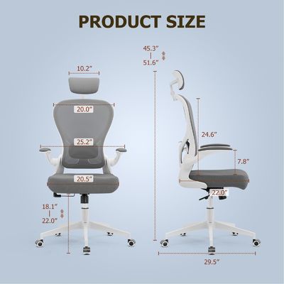 Moderne draaiende stoel met opvouwbare armen Metalen type metalen ergonomische thuis kantoor bureau stoel