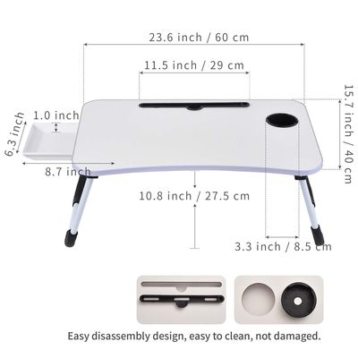 Houten Laptop Bed Table Desk Tray met Cup Holder Grote Draagbare Opvouwbare Lap Desk