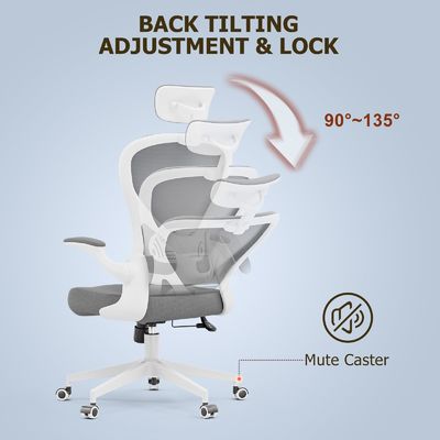 Moderne draaiende stoel met opvouwbare armen Metalen type metalen ergonomische thuis kantoor bureau stoel