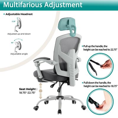 ALINUNU Office Computer Desk Stoel met Back Mesh en Rolling Wheels 34,4 pond
