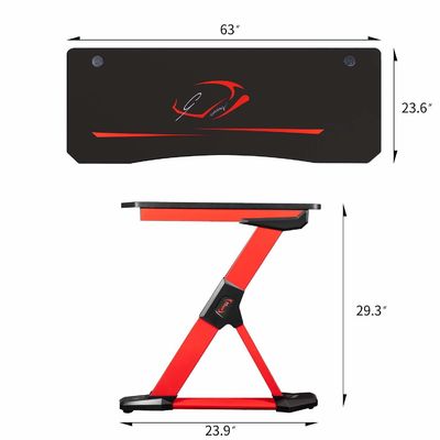 Plastic oppervlak Z-vormige gaming bureau met Handle Rack Cup Houder en koptelefoon Hook