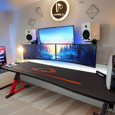 Plastic oppervlak Z-vormige gaming bureau met Handle Rack Cup Houder en koptelefoon Hook