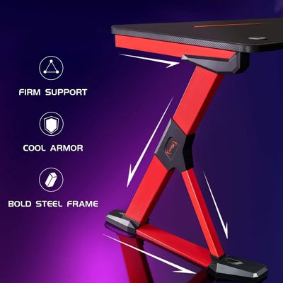 Plastic oppervlak Z-vormige gaming bureau met Handle Rack Cup Houder en koptelefoon Hook