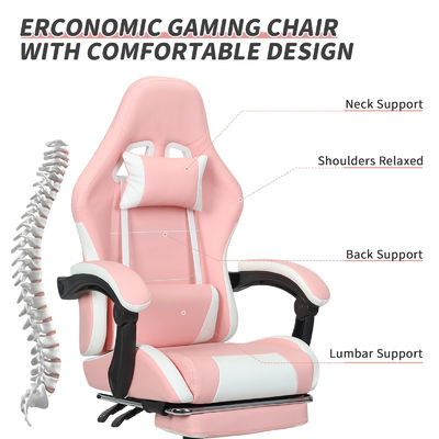 ALINUNU Gaming Chair aanpassen hoogte verstelbaar met lumbale steun en voetenrest