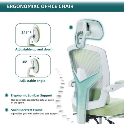 27.56&quot;D x 18.5&quot;W x 47.8&quot;H Back Mesh Rolling Swivel Chair voor Office Ergonomics