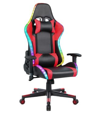 ALINUNU Aanpasbare leer RGB-gamingstoel met LED-lichtbalk en stofmateriaal