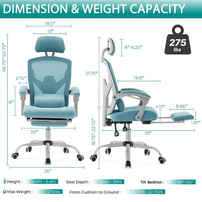 Back Mesh Office Computer Desk Chair met verstelbare hoogte en draaiende rollende functie