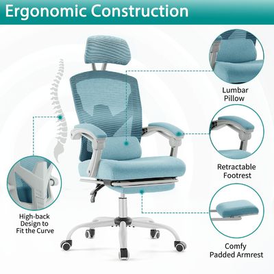 Back Mesh Office Computer Desk Chair met verstelbare hoogte en draaiende rollende functie