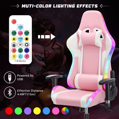 Verstelbare computer kantoor gaming stoel met massage functie en LED Light Bar ALINUNU