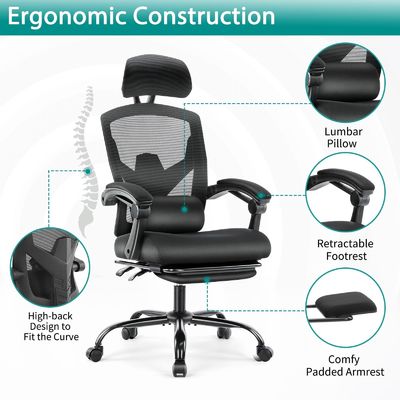 Achtergrens rollende draaiende leunstoelen voor kantoor 360 draaiend/ hoogte aanpassen 34,4 pond
