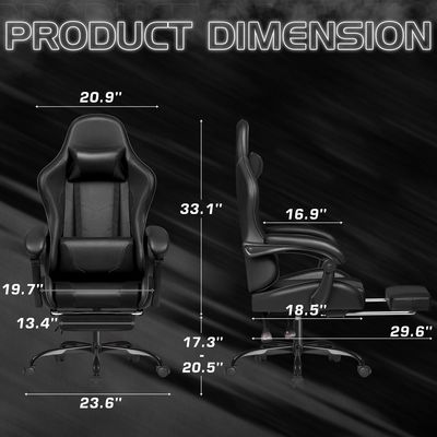 Gepersonaliseerde kleur ergonomische rugcomputermassage gaming stoel met voetzouder