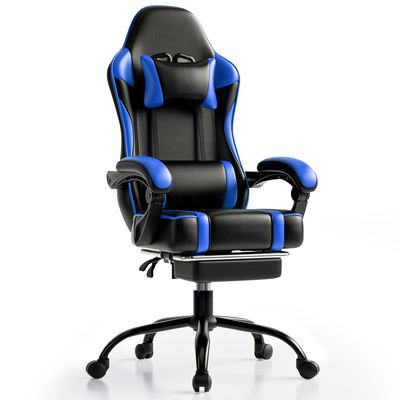 ALINUNU 2024 PC Racing Gaming Chair Verstelbare leer leunstoel en voetenrest inbegrepen