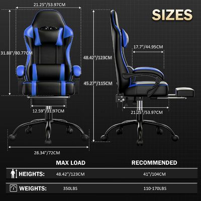 ALINUNU 2024 PC Racing Gaming Chair Verstelbare leer leunstoel en voetenrest inbegrepen