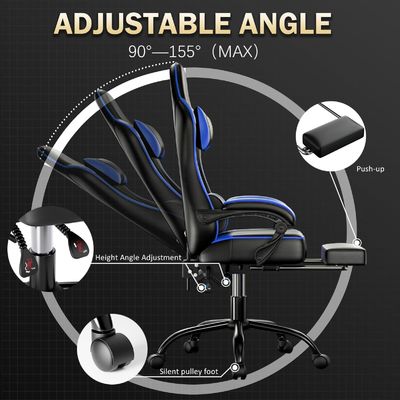 ALINUNU 2024 PC Racing Gaming Chair Verstelbare leer leunstoel en voetenrest inbegrepen