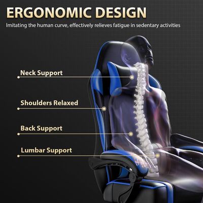 ALINUNU 2024 PC Racing Gaming Chair Verstelbare leer leunstoel en voetenrest inbegrepen