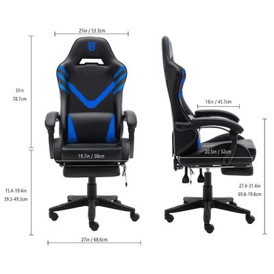 Ergonomische high back computer gaming stoel met lumbale steun en synthetisch leer