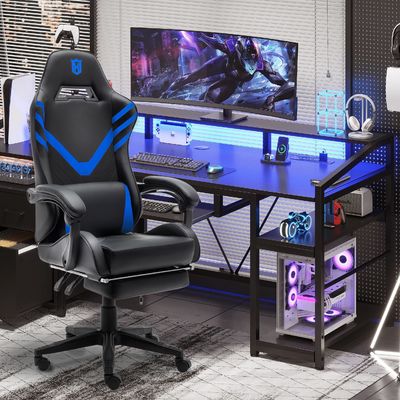 Ergonomische high back computer gaming stoel met lumbale steun en synthetisch leer