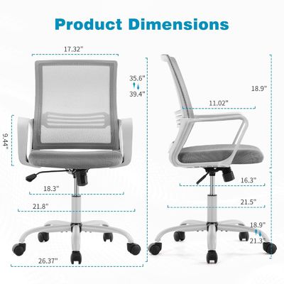 Ergonomische stoel voor thuisbureaus Gepersonaliseerde kleur Draaiende stoel met lumbale steun en armleuningen