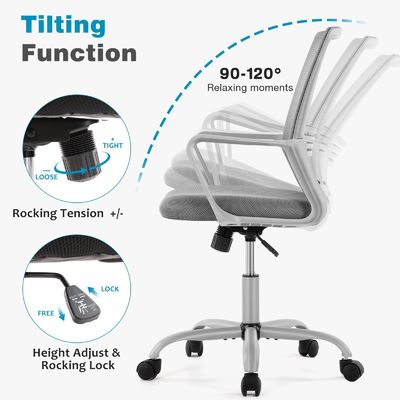 Ergonomische stoel voor thuisbureaus Gepersonaliseerde kleur Draaiende stoel met lumbale steun en armleuningen