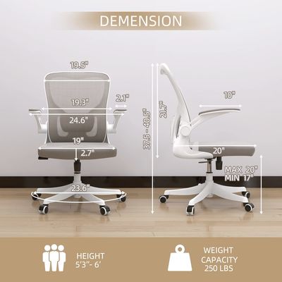 Home Office Schrijftafel en stoel Mesh Back Office stoel met lumbale steun Verstelbare hoogte