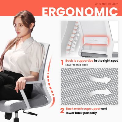 Executive Office Chair Mesh Chair met lumbale steun en verstelbare hoogte armsteun