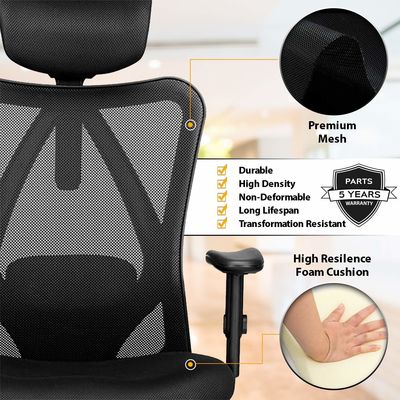 Verdikte stoel kussen ergonomische thuiscomputer bureau stoel met lumbale steun hoofdsteun en armleuningen