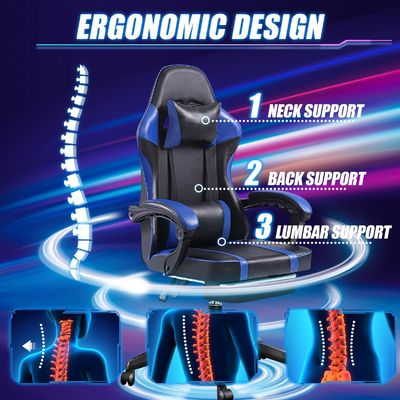 360 draaiende ergonomische speelstoel met voetsteun, verstelbare hoogte en rugleuning