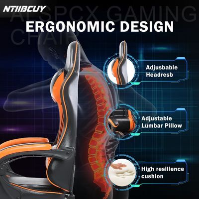 ALINUNU Ergonomische speelstoel voor volwassenen Voetsteun Draaiende stoel in synthetisch leer
