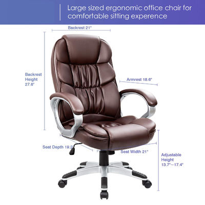 Executive Office Chair met verstelbare hoogte High Back Computer Desk Chair PU leer